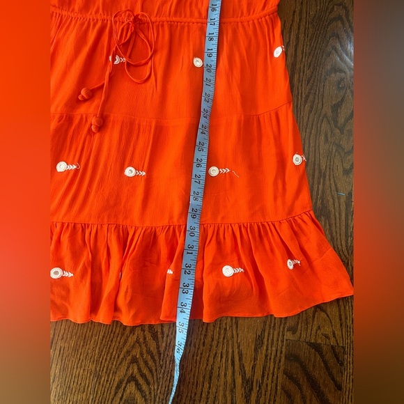 ANTHROPOLOGIE LEIFNOTES BOHO STYLE ORANGE Embroidered MIRRORED DRESS SZ.2 - Picture 6 of 7